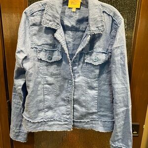 Elie Tahari Blue Linen Jacket Classic Denim Style
